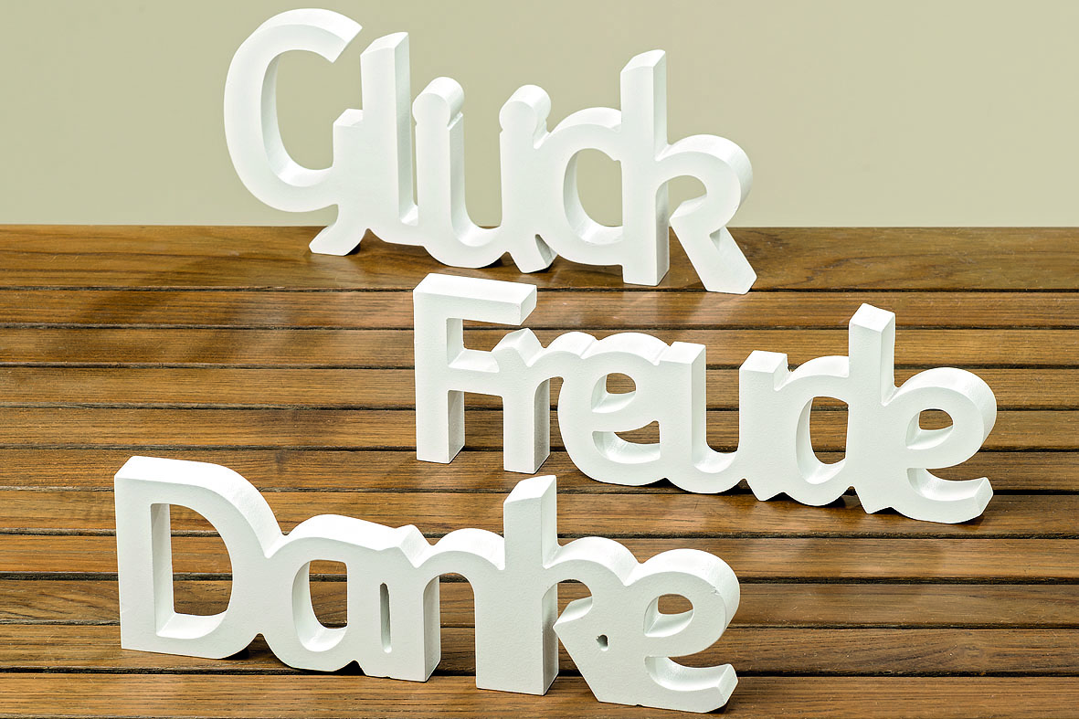Aufsteller Wünsche | MDF weiß sortiert