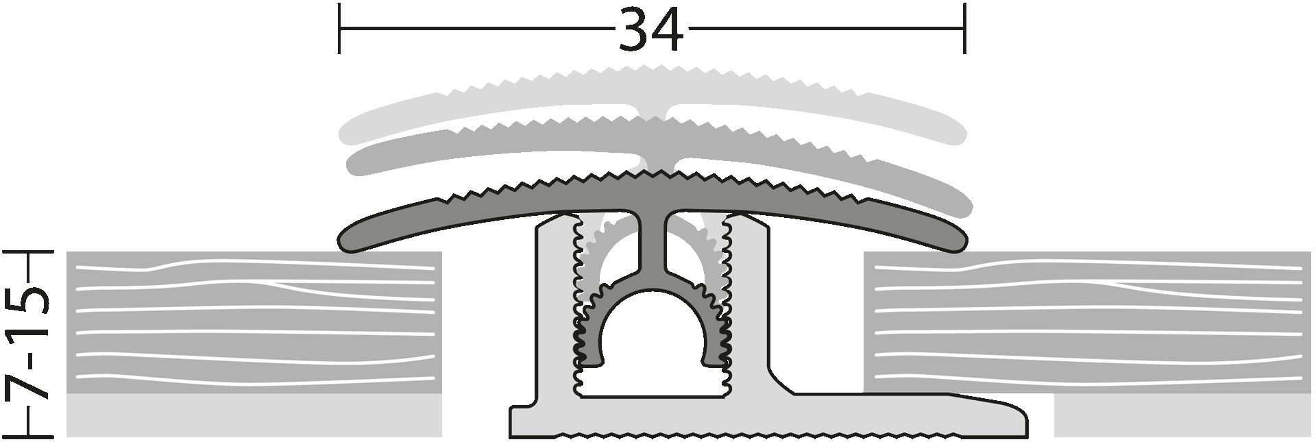 ProfiTec Master-Übergangsprofil Edelstahl | 2700 x 7-15 x 34 mm