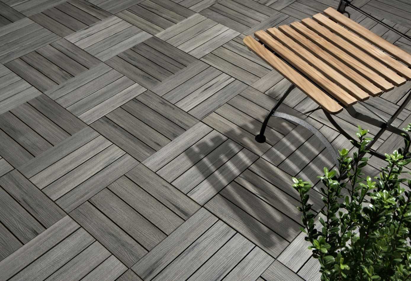 WPC-Fliese bicolor grau