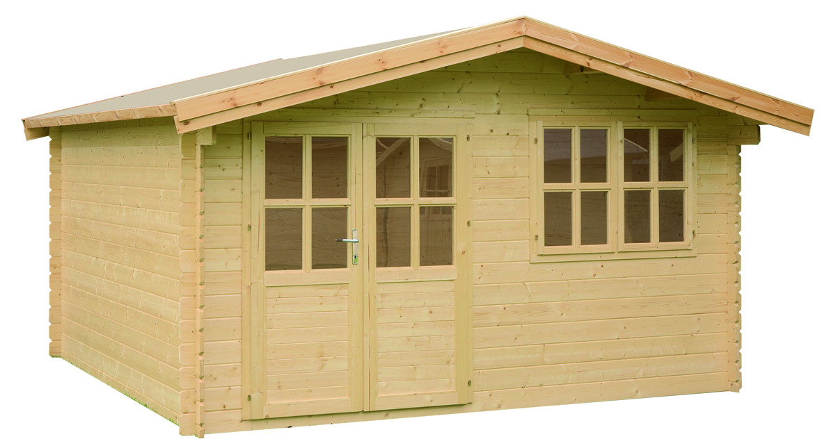 Blockbohlenhaus Gartenhaus "Isar" 380 x 380 cm, 28 mm leer