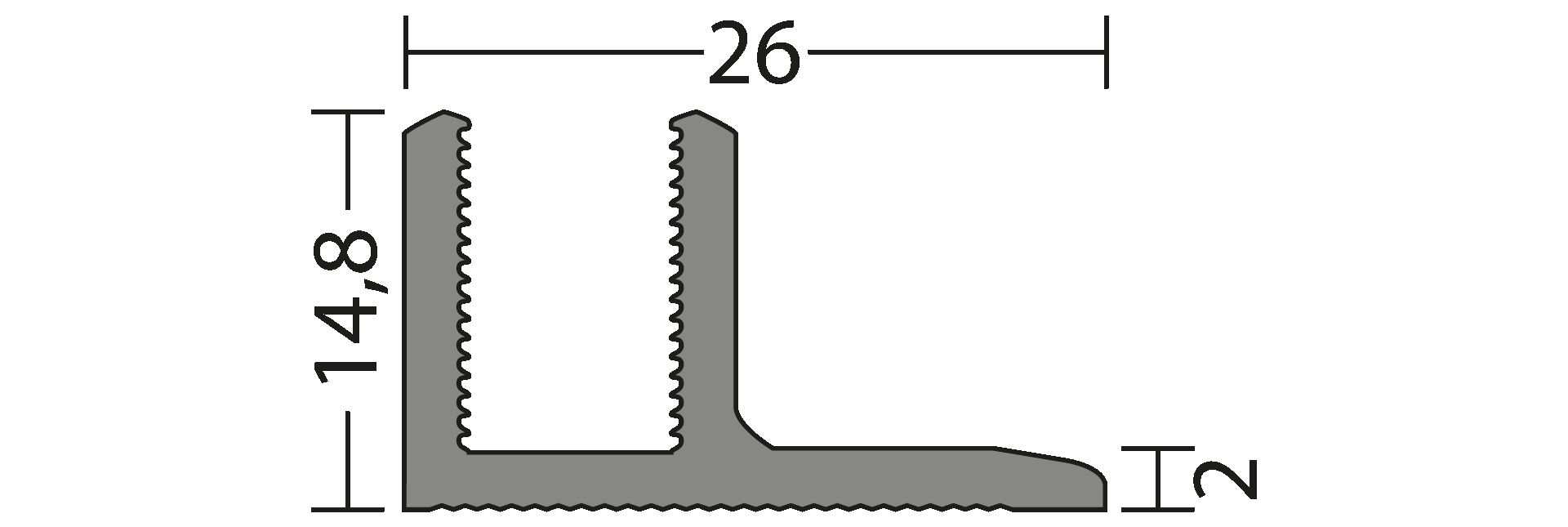 ProfiTec PVC-Basisprofil | 1000 x 14-18 x 15 mm