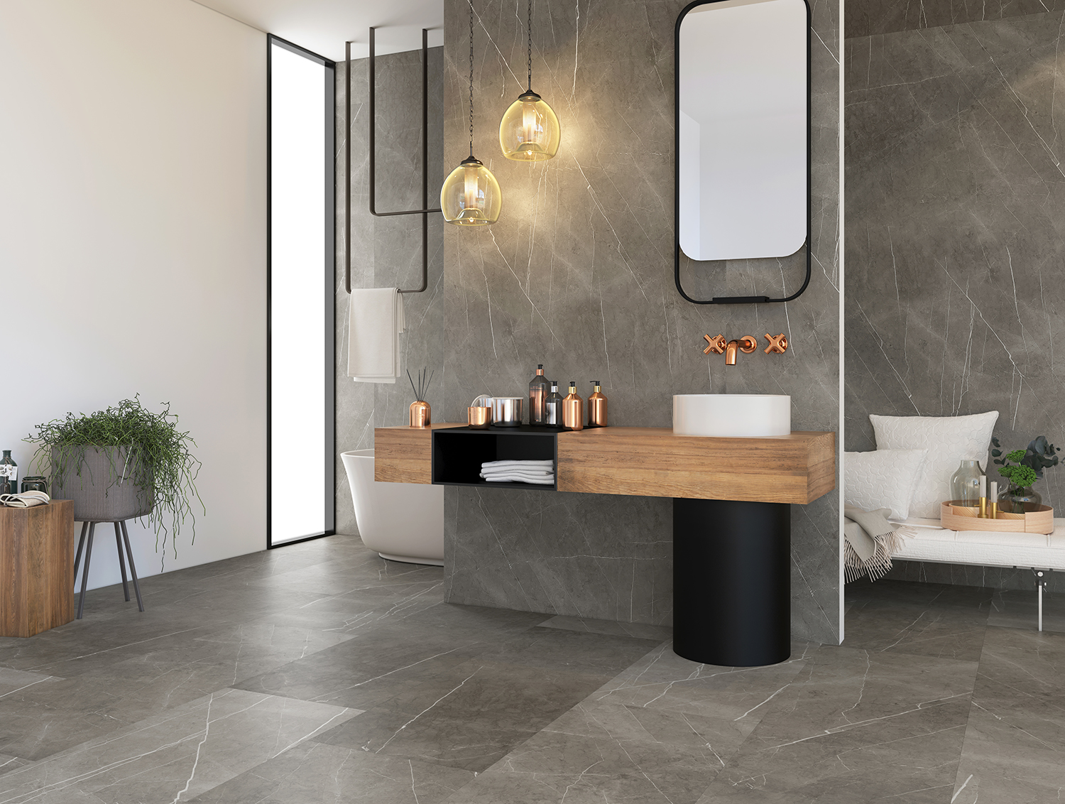 Wunderwerk Ceramin Tiles Marmor dunkelgrau