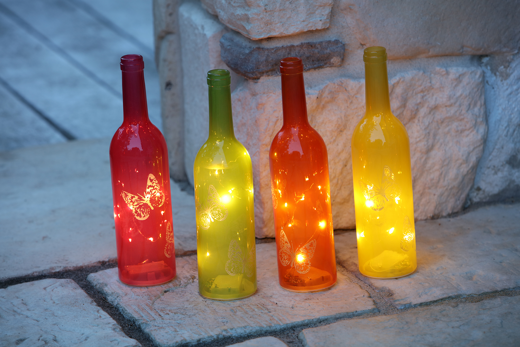 LED Deko Glasflasche Torno