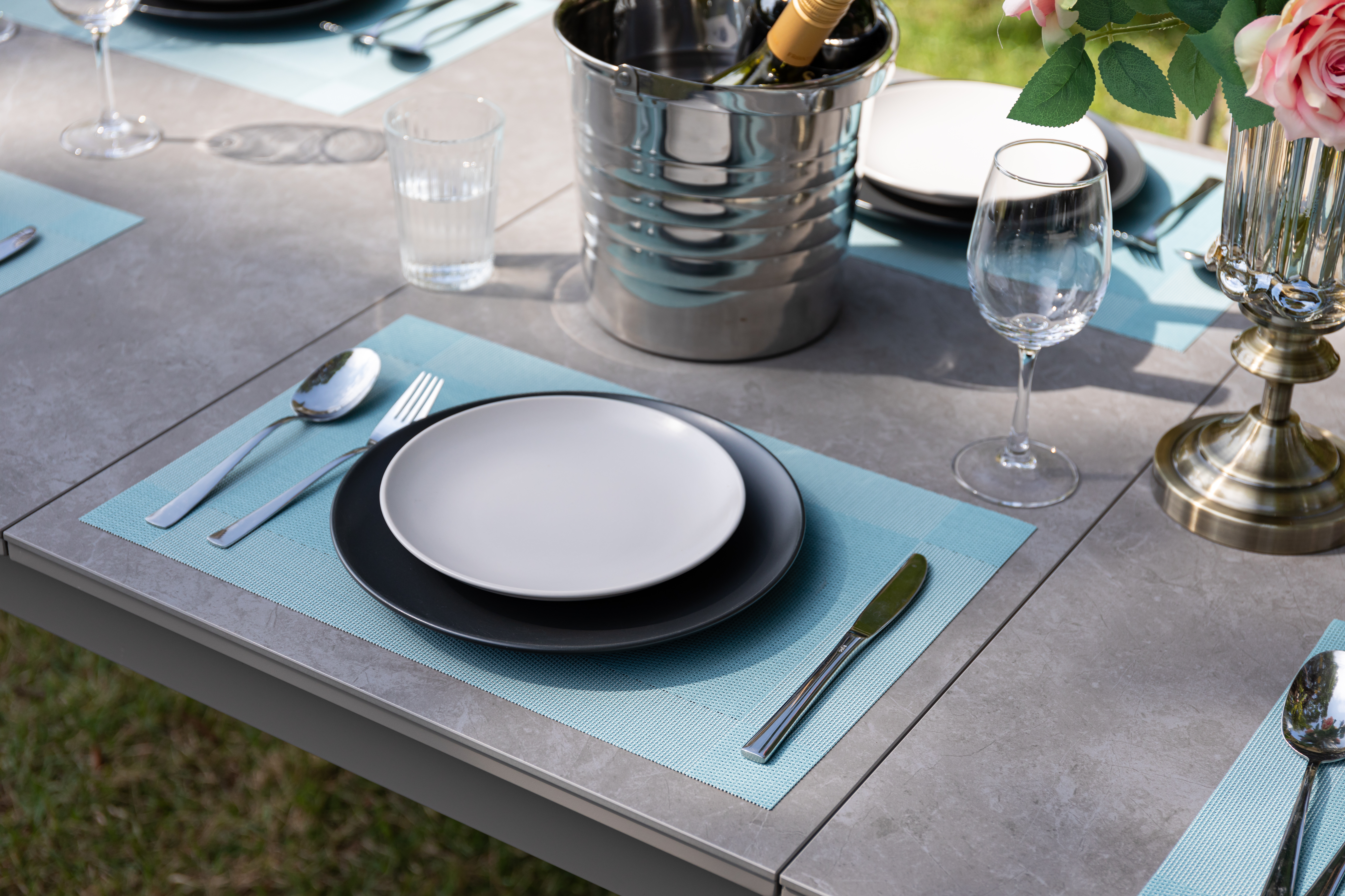 Dining-Set "Madri"  Alu/Rope hell